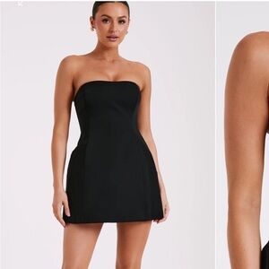 Strapless Bow Back Mini Dress - Black
